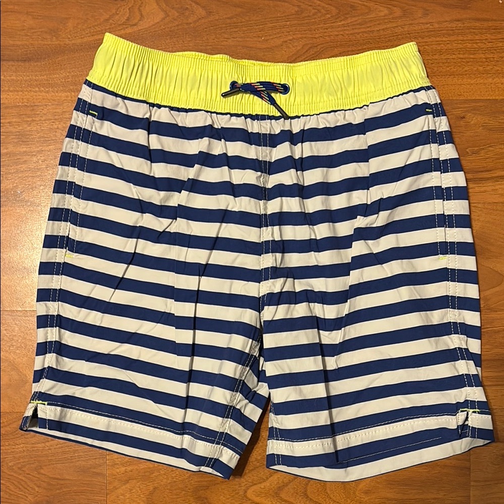 J.Crew Striped Swim Shorts with Neon Waistband